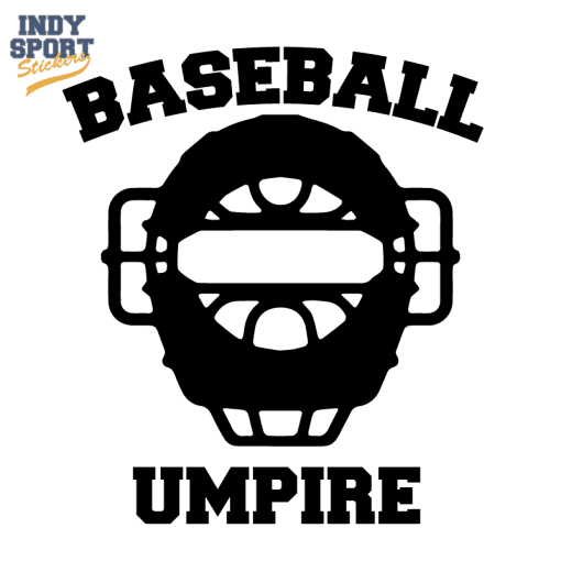 Baseball Umpire Text with Silhouette Mask - Car Stickers and Decals