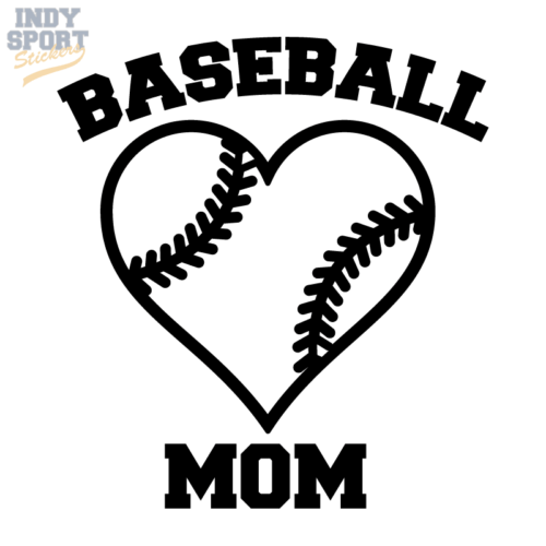 Baseball Mom with Heart Decal Sticker