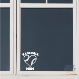 Baseball Mom with Heart Decal Sticker for Any Window or Flat Surface