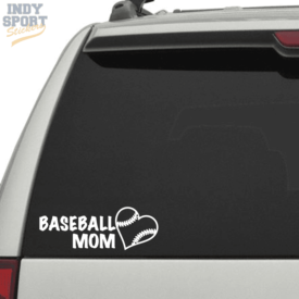 Baseball Mom with Heart Decal Sticker for Car or Truck Window