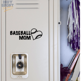 Baseball Mom with Heart Decal Sticker for School Locker
