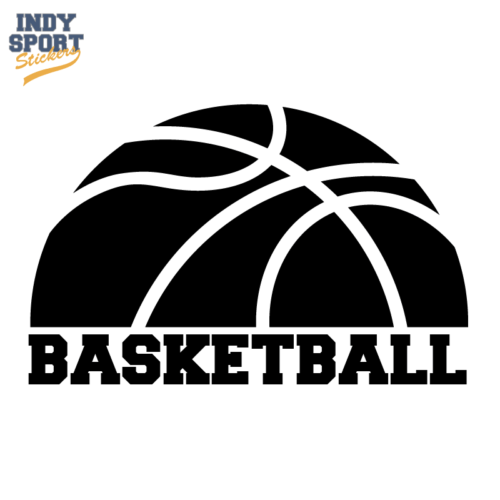 Half Basketball Silhouette with Text Below - Indy Sport Stickers