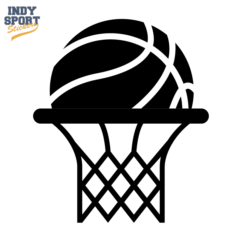 Basketball Silhouette with Rim and Net - Car Stickers and Decals