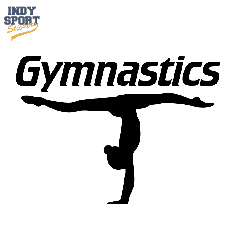 Gymnastics Text with Silhouette Female Gymnast - Indy Sport Stickers