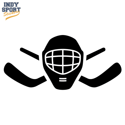 Hockey Stick Crossed with Goalie Mask Silhouette - Indy Sport Stickers