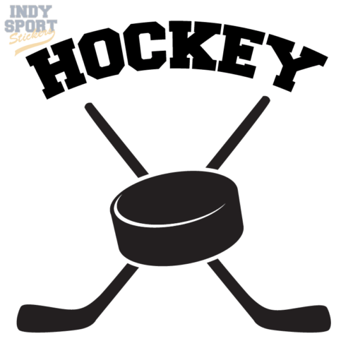 Hockey Puck with Crossed Sticks Decal or Sticker Design