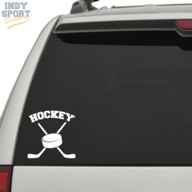 Hockey Puck with Crossed Sticks Decal or Sticker for Car or Truck Window