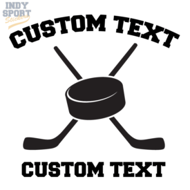 Hockey Puck with Crossed Sticks Decal or Sticker with your customized text