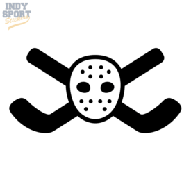 Hockey Sticks Crossed with Goalie Mask Decal or Sticker Design