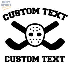 Hockey Sticks Crossed with Goalie Mask Decal or Sticker with your customized text