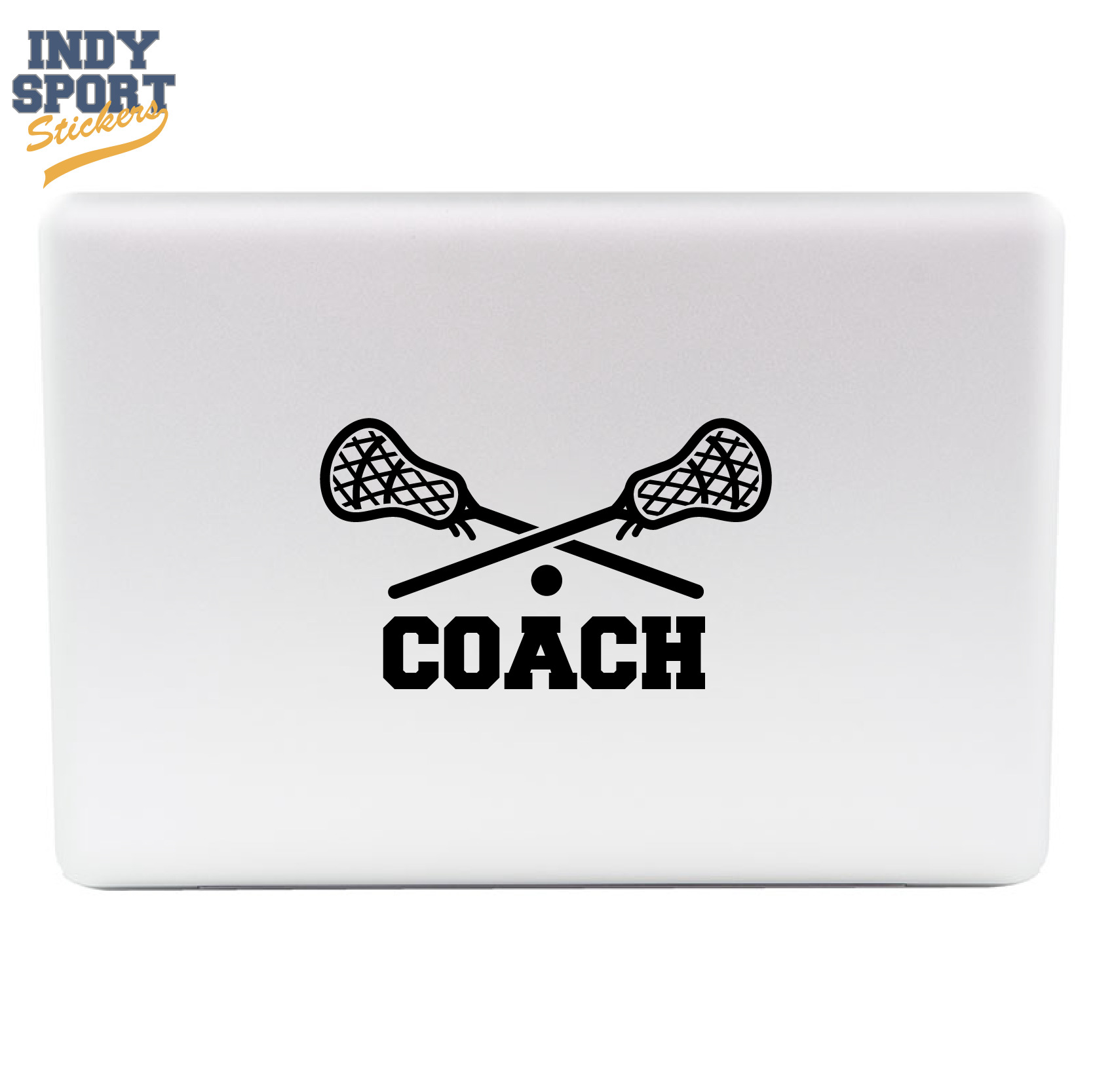 Lacrosse Sticks Crossed with Ball and Lacrosse Text - Indy Sport Stickers