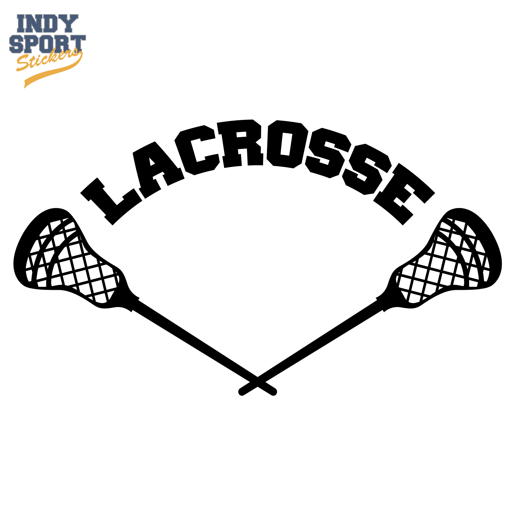 Lacrosse Sticks Crossed with Ball - Indy Sport Stickers