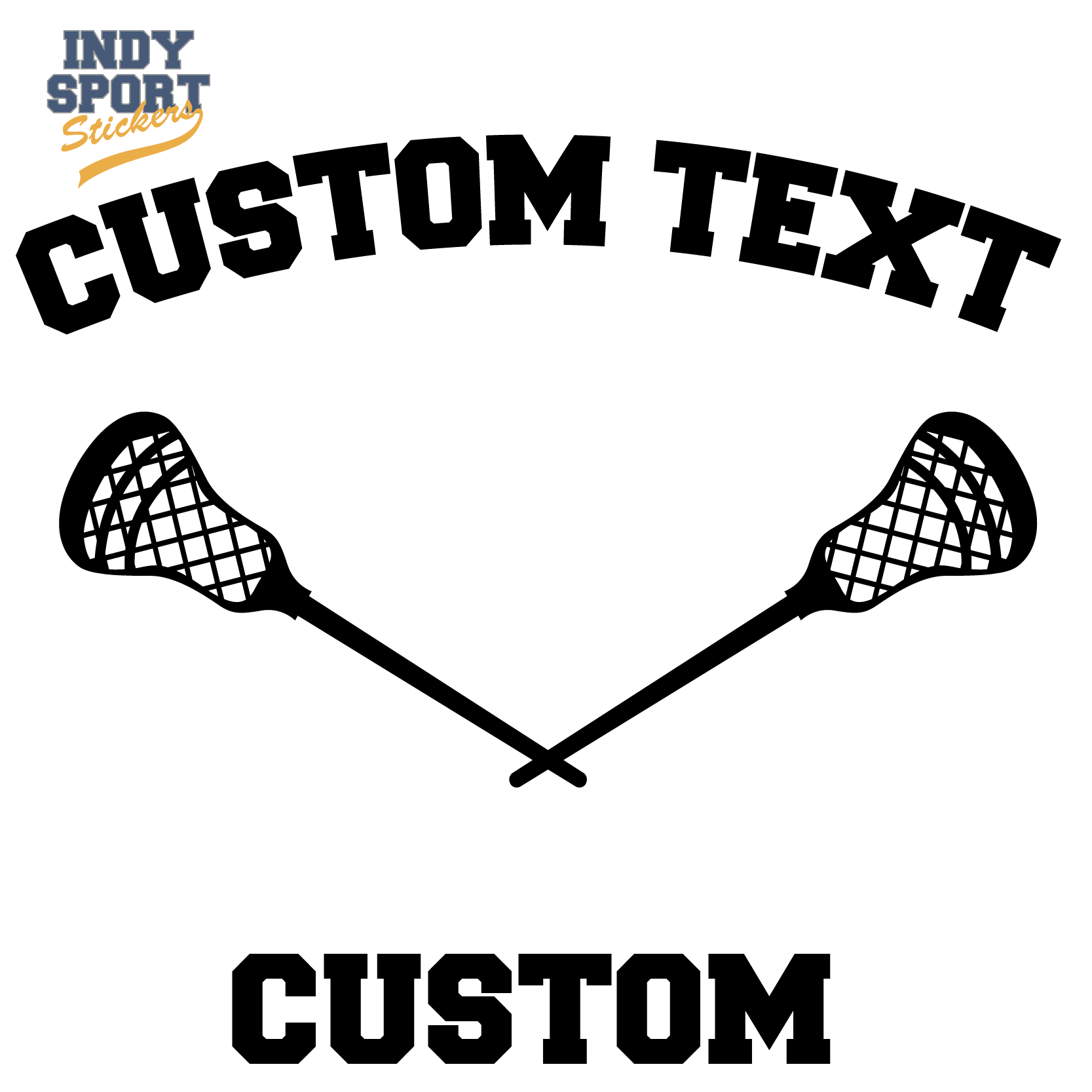 Lacrosse Sticks Crossed with Ball and Lacrosse Text - Indy Sport Stickers