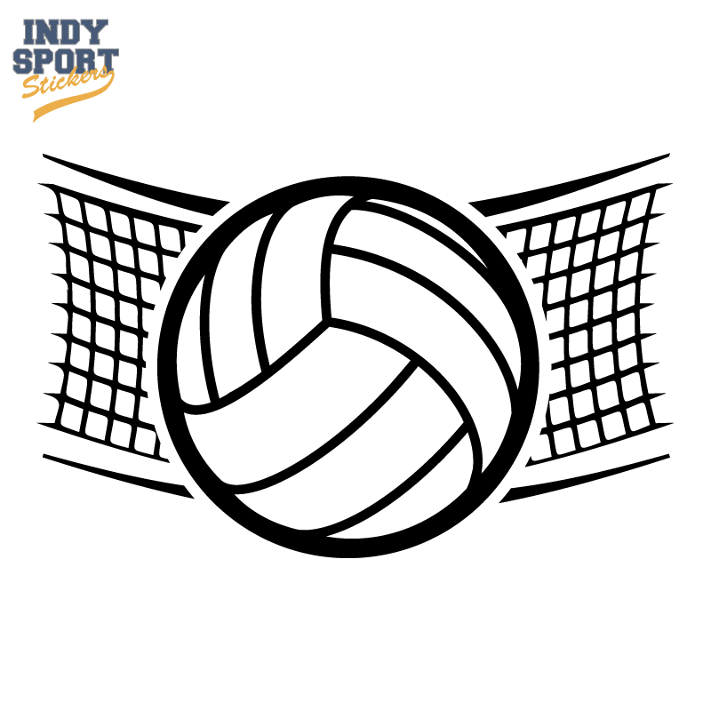 Volleyball Net with Volleyball Silhouette - Car Stickers and Decals
