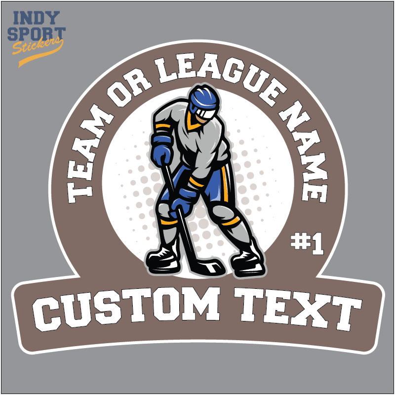 Full Color Sticker with Hockey Player and Custom Text - Indy Sport