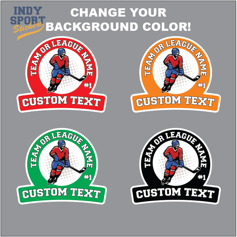 Full Color Sticker with Hockey Player and Custom Text